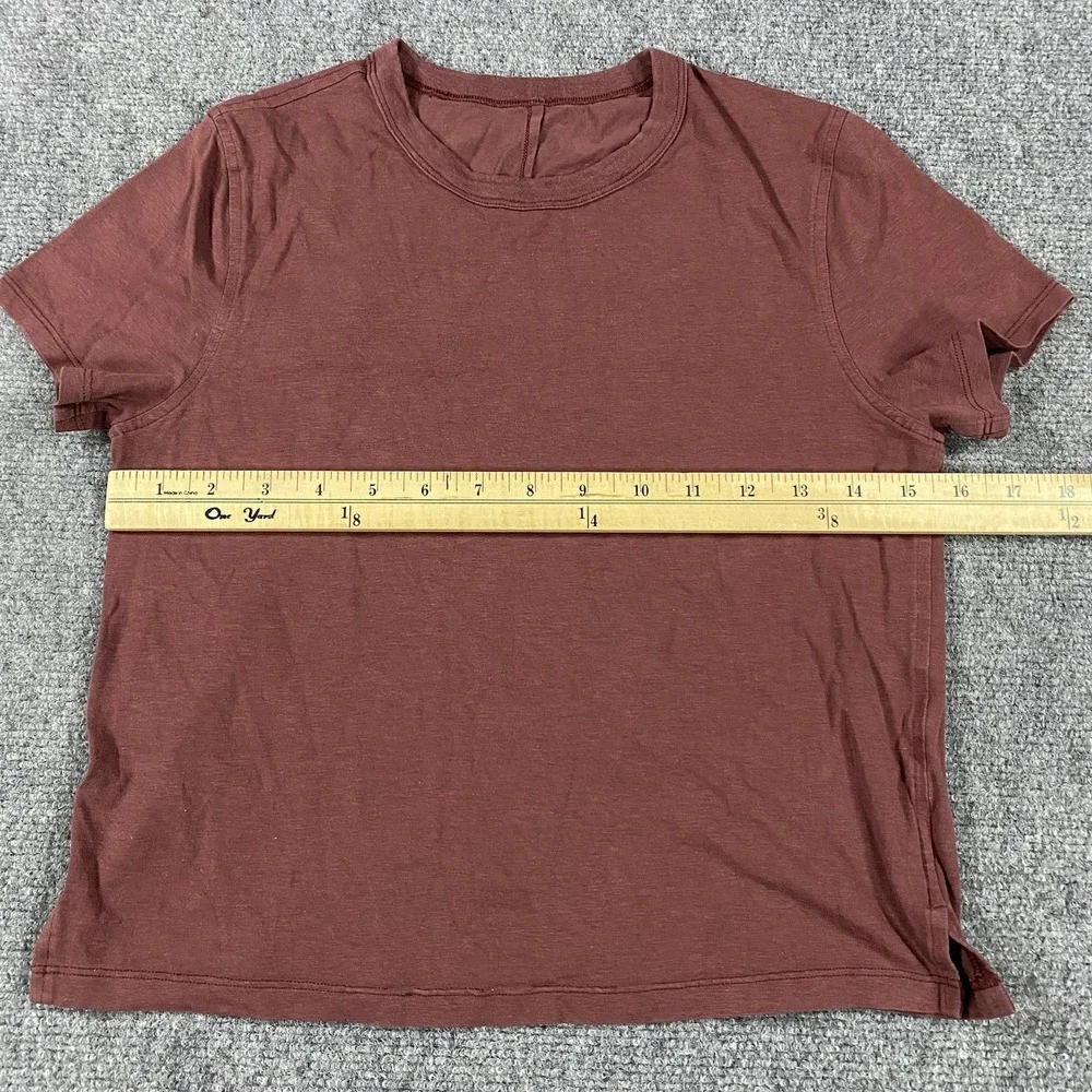 Lululemon T Shirt Womens 2 Maroon Red Linen Blend Lightweight Basic Casual‎